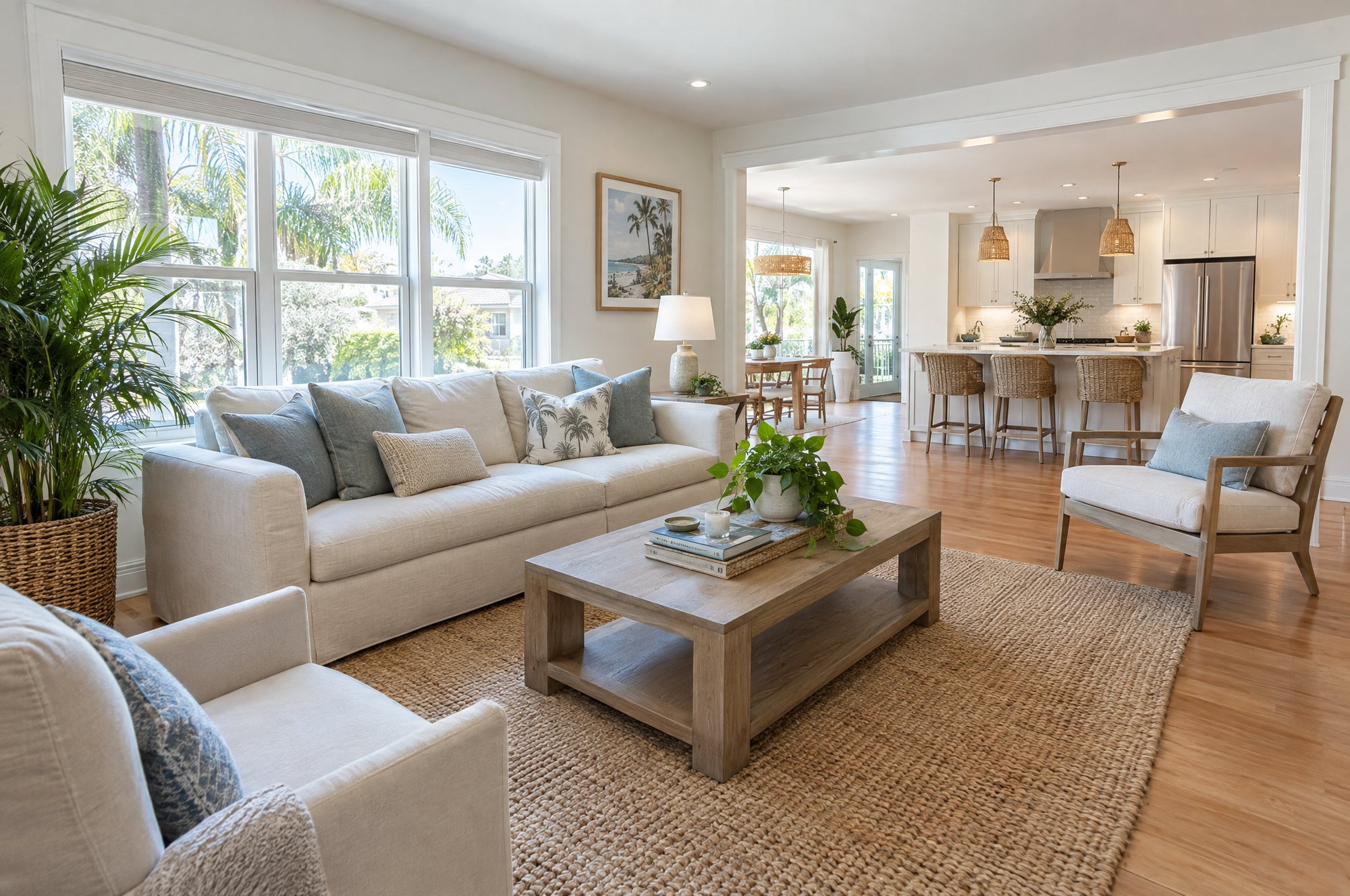 Living room in a Jacksonville home after a Tidy Up Services house clean