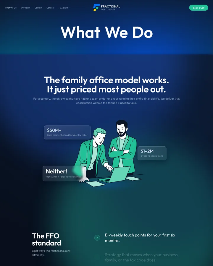 Fractional Family Office website, What We Do page